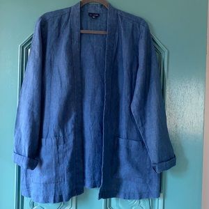 J Jill pure Jill jacket linen indigo with pockets